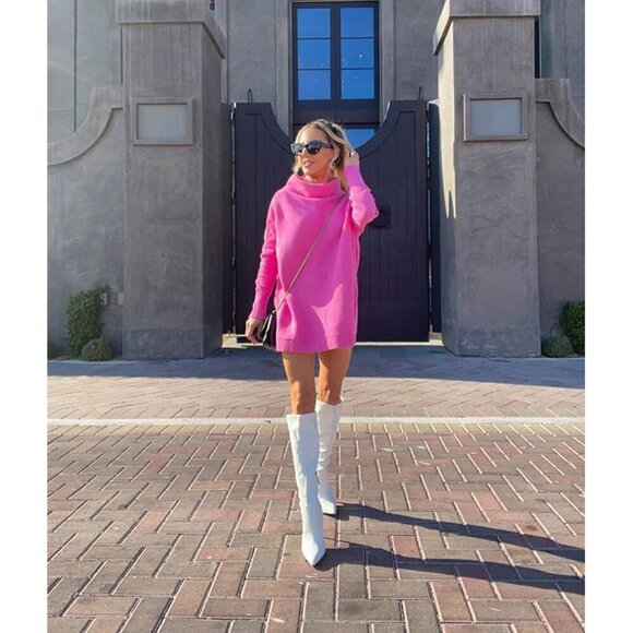 FREE PEOPLE Ottoman Slouchy Tunic in Electric Pink Size Small - Picture 1 of 11